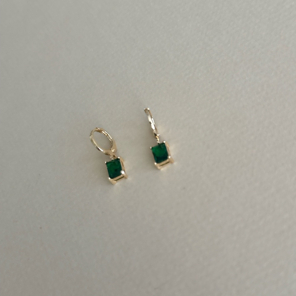 Green diamond Earrings N1763 - Picture 3 of 3